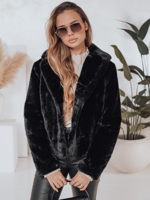 Damen Pelzmantel GLAMFLUFFY kurz schwarz Dstreet TY4985