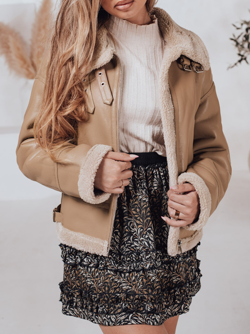 Damen Lederjacke SHEREB mit khakifarbenem Schafsfell Dstreet TY4757