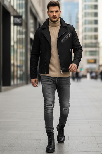 Herren Winter Ramones Jacke schwarz Dstreet TX4660z