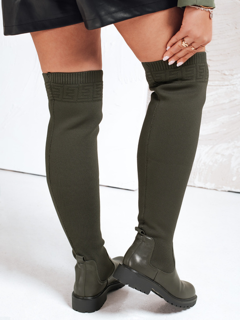 Damen Overknee-Stiefel grün Dstreet ZY1134