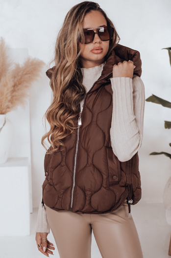 Damen Steppweste mit Kapuze MISSVEST braun Dstreet TY5019