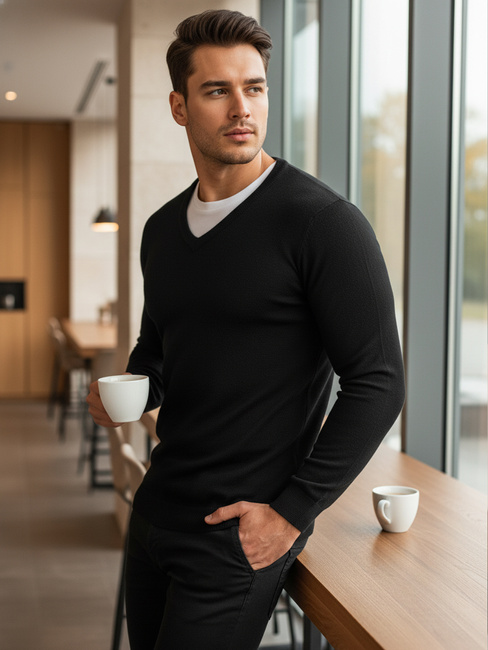 Schwarzer Herren-Pullover Dstreet WX1883