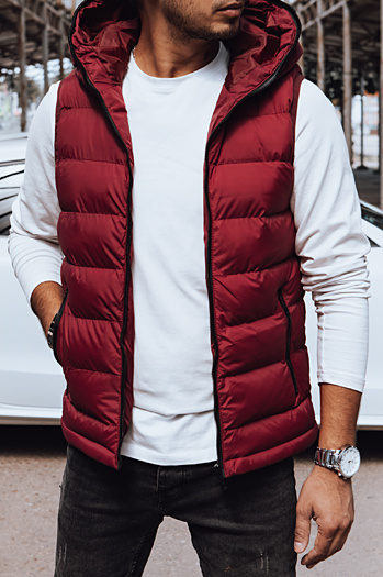 Herren Steppweste mit Kapuze rot Dstreet TX4742