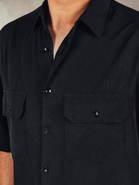Herren Kurzarmhemd schwarz Dstreet KX1080