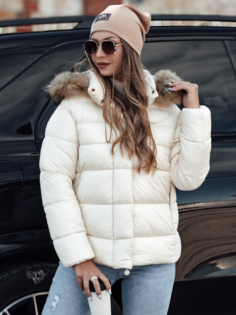 Damen Steppwinterjacke mit Kapuze CROMBILA weiß Dstreet TY4101