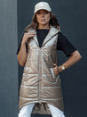 Damen Steppweste mit Kapuze lang MERIS camel Dstreet TY4451