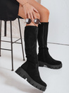 Damen Wildleder Plateaustiefel schwarz Dstreet ZY1103