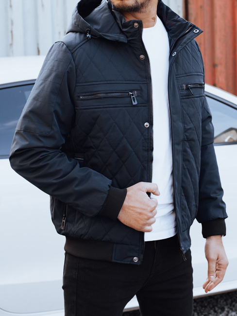 Herren Übergangs-Steppjacke mit Kapuze navy blau Dstreet TX5038