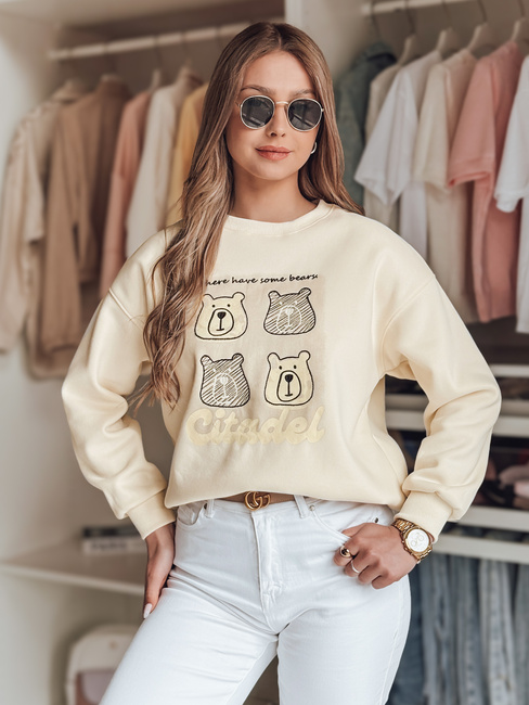 Damen Sweatshirt in Übergröße mit Teddybären MISOBEARS ecru Dstreet BY1435