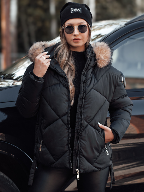 Damen Winterjacke LESISI gesteppt mit Kapuze schwarz Dstreet TY4716