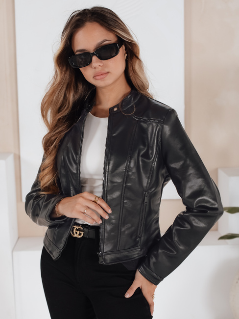 Damen Leder Ramones Jacke schwarz Dstreet TY5205