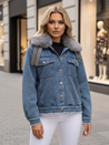 Damen FURDENIM Jeansjacke mit Fell hellblau Dstreet TY4755z