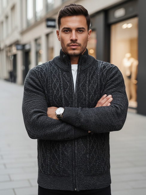 Herren Pullover ohne Knöpfe dunkelgrau Dstreet WX2252z