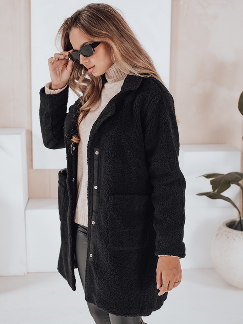 Damen Teddy Pelzmantel schwarz Dstreet NY0756