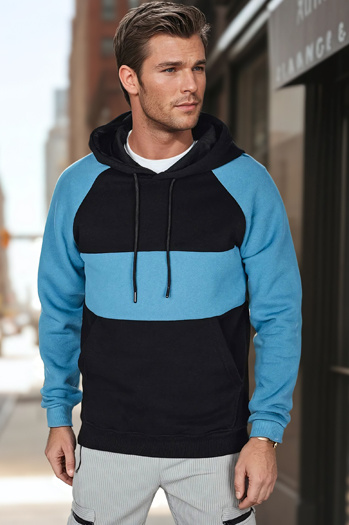 Herren-Kapuzenpullover mit schwarzen und marineblauen Streifen Dstreet BX5899