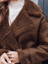 Damen Wintermantel CHICFROST lang braun Leder Dstreet TY4992