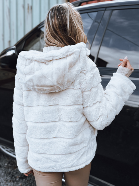 Damen-Wendepelzjacke mit Kapuze hellbeige Dstreet TY5273