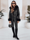 Damen Leder Ramones Jacke mit Pelz schwarz Dstreet TY5207