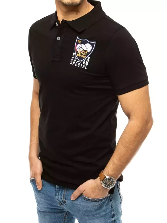 Herren Poloshirt mit Stickerei Schwarz Dstreet PX0389