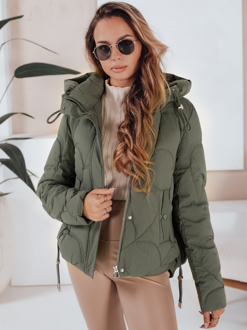 Damen Winterjacke LOVEWARM kurz gesteppt mit Kapuze grün Dstreet TY5040