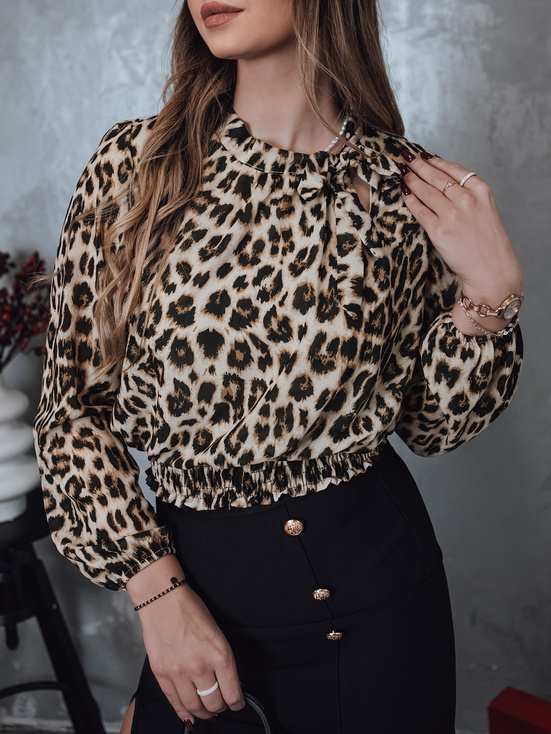 SAVANATOP Damen Bluse in Übergröße mit Leopardenmuster Dstreet RY2711