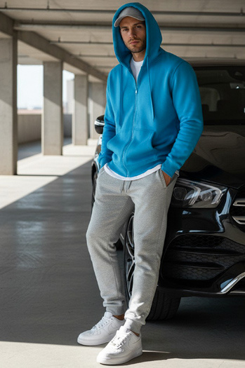 Herren Kapuzenpullover Hellblau Dstreet BX4689