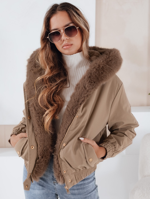 Damen Winterjacke VESSADA kurz mit Fell beige Dstreet TY5060