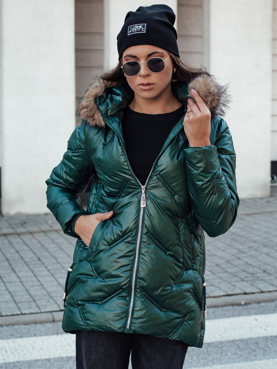 CLASSIQ Damen Winter Steppjacke mit Kapuze dunkelgrün Dstreet TY4626