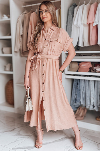 SUNNI LOVE Maxikleid aus Leinen rosa Dstreet EY2609