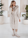 Damen Winter lange Steppjacke mit Pelz ecru Dstreet TY5088