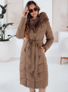 Damen Winter lange Steppjacke mit Pelz camel Dstreet TY5086