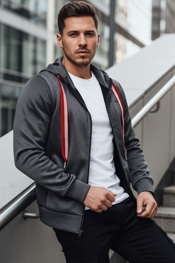 Herren Kapuzenpulli dunkelgrau Dstreet BX5859