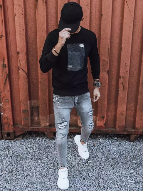 Herren Sweatshirt mit Aufdruck Schwarz Dstreet BX5353